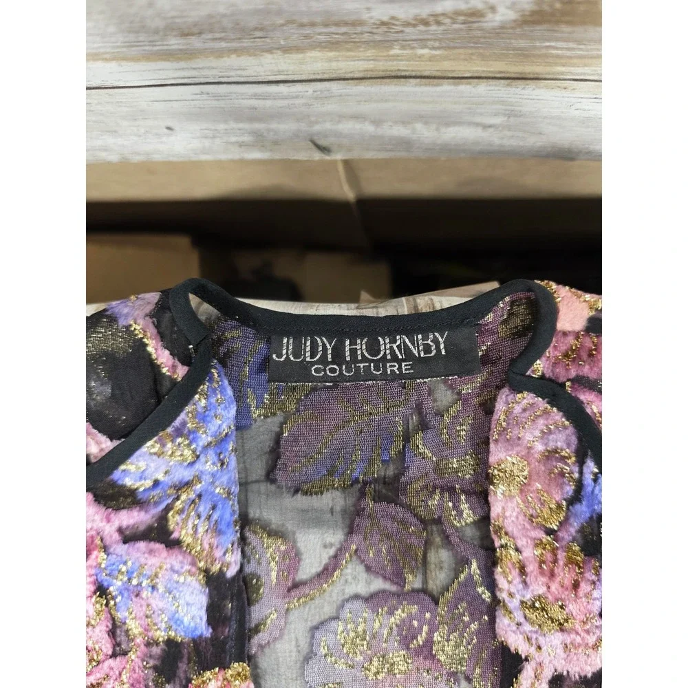 Judy Hornby Couture 3pc Silk Set Floral Devore Jacket Camisole Maxi Skirt Size 4 - Picture 4 of 16
